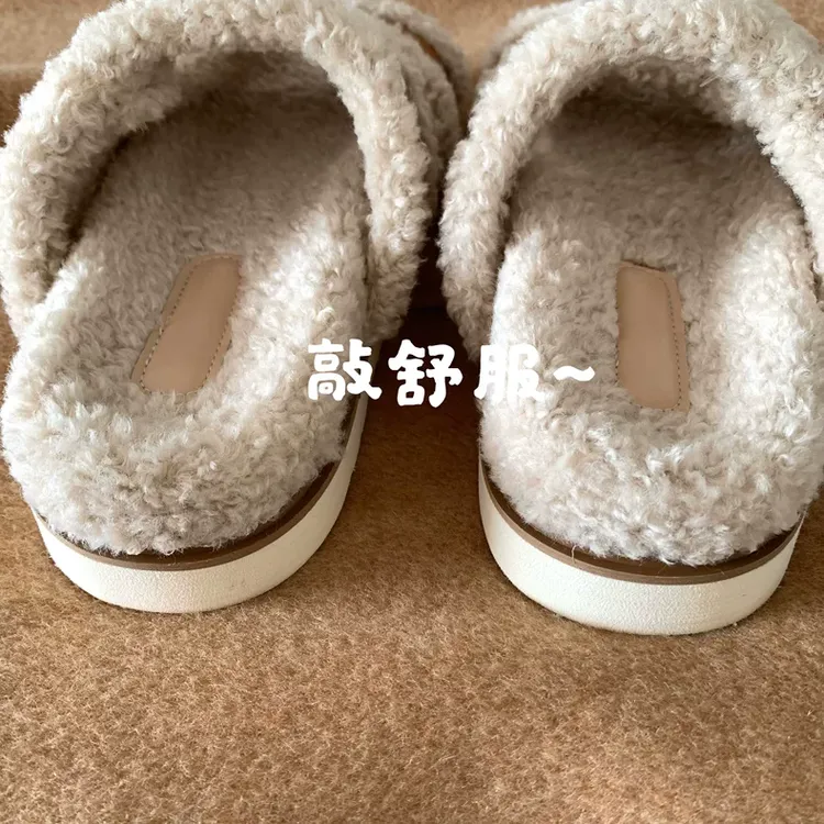 露丝同款！自留INS温柔增高显腿长毛毛拖鞋女2025秋冬仙女一字拖