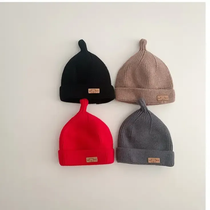 秋冬新款可爱奶嘴帽针织护耳毛线帽宝宝儿童保暖防风帽韩系套头帽