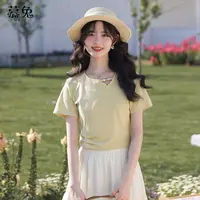慕兔法式气质开叉短袖t恤女2025夏季新款独特别致设计感小众上衣