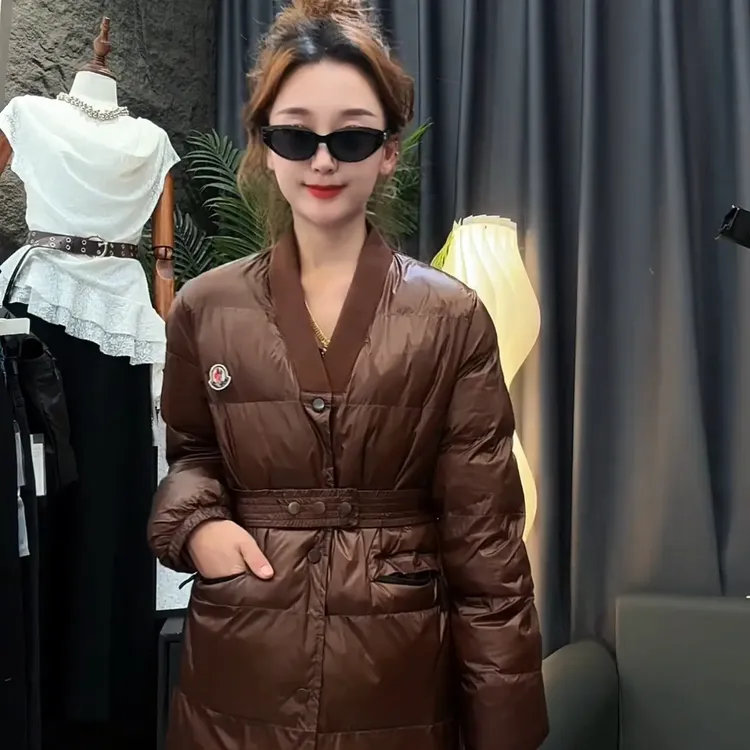 中长款羽绒服 25C55短款外套外套中长款显瘦女常规款V领