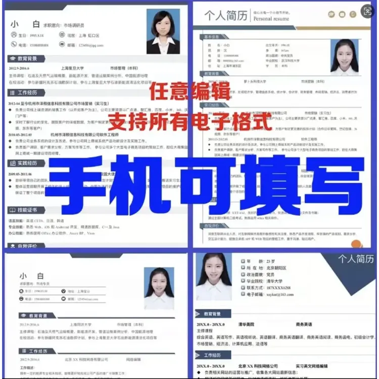 高端简历模版【500套】电子表格手机可随意编辑