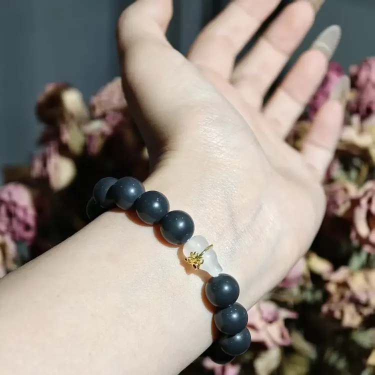 非金属陶瓷手链 寺庙香灰珠手串百搭轻奢传统手作手饰女款单圈