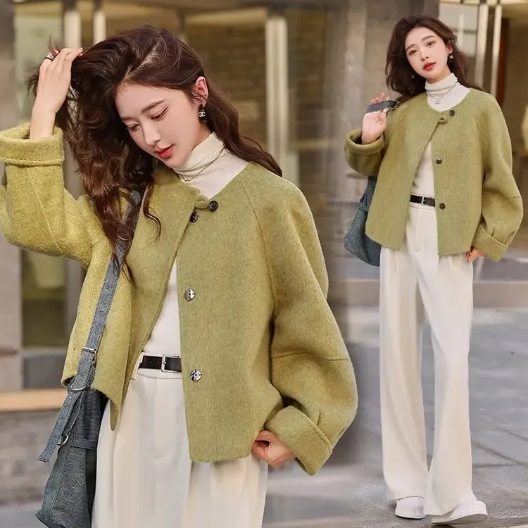 【羊毛现货加厚款】小香风女秋冬外套短款毛呢外套女款小个子显瘦