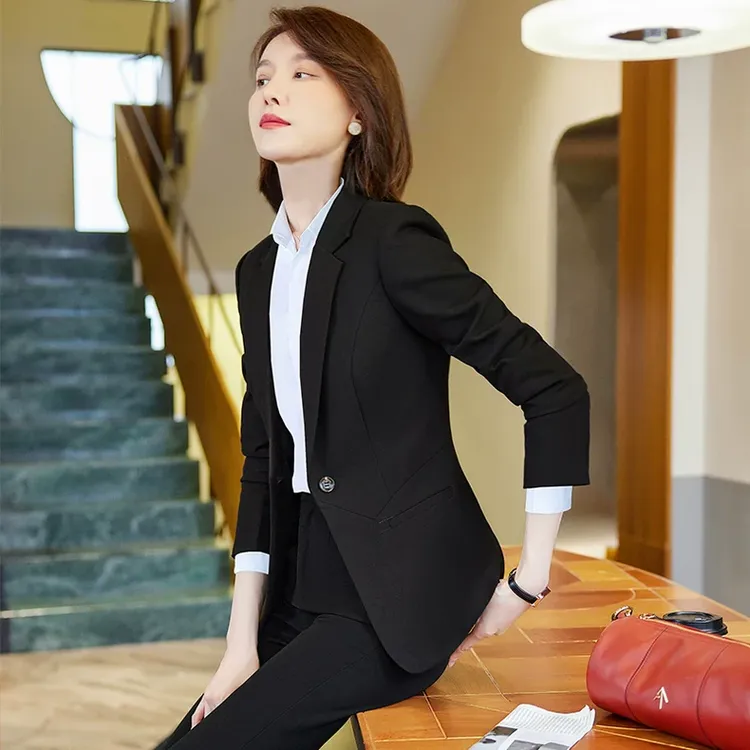 黑色西装套装女秋季高级感职业装气质经理工作服正装春秋西服外套