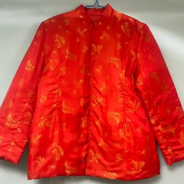 女士红色纯棉花手工加厚修身棉袄冬季居家保暖内外穿