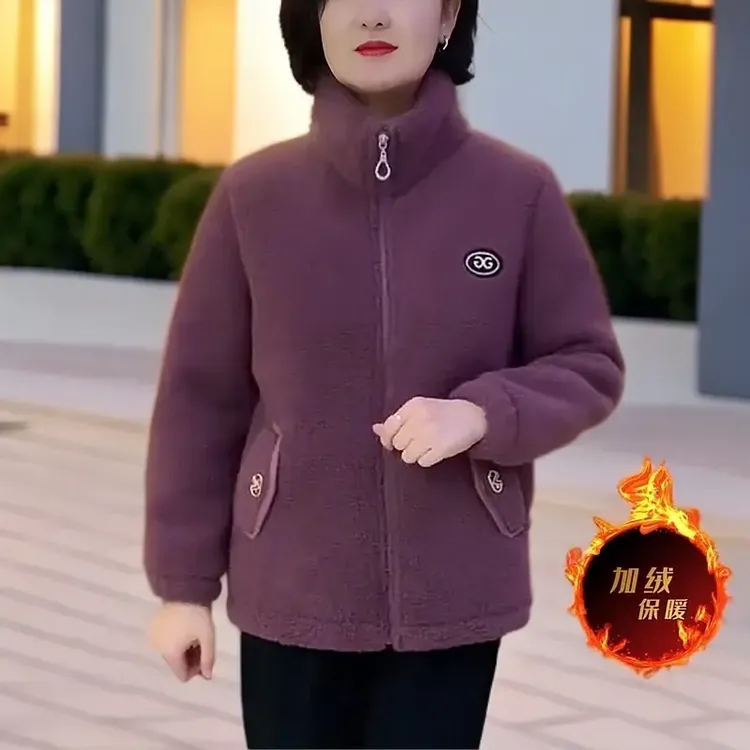 《专柜品质》S冬季新款时尚休闲中老年加绒加厚颗粒绒妈妈妈妈装