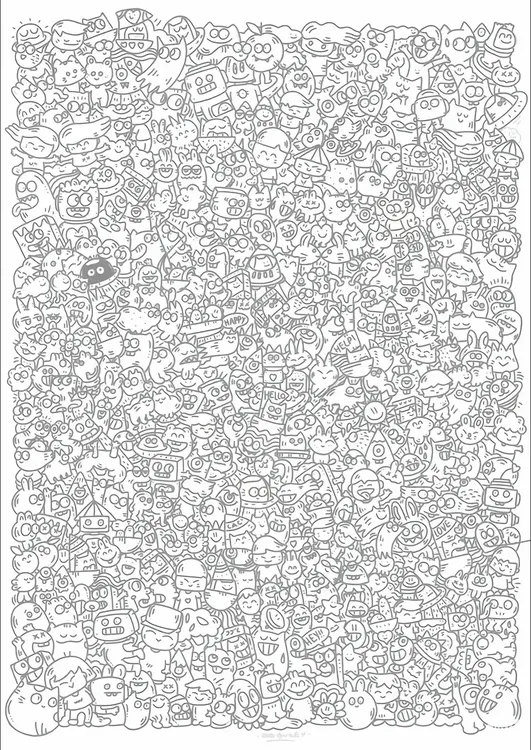 【线稿简笔画】简笔画涂鸦练习画摸鱼线条无聊解压练习临摹纸稿