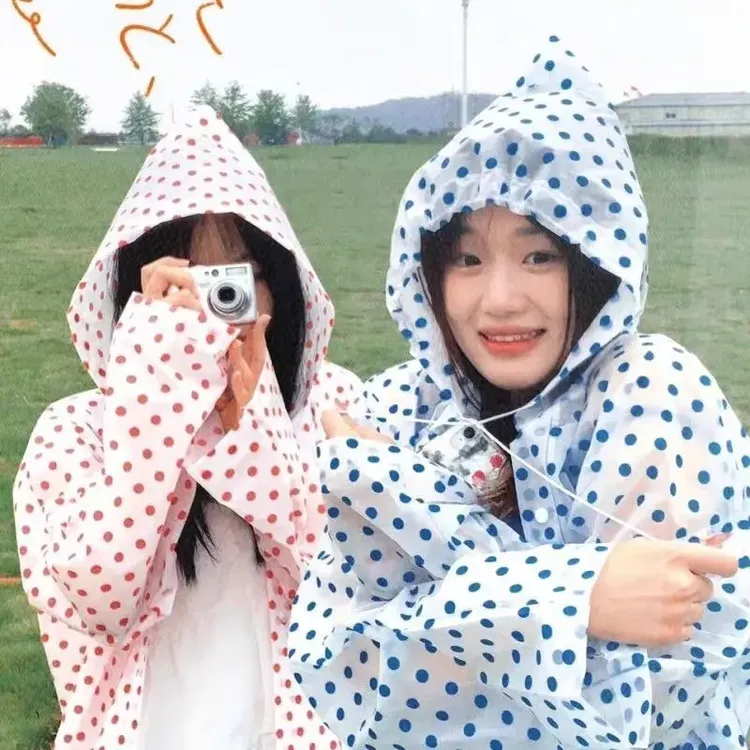 波点雨衣eva雨衣加厚成人旅游外穿男女雨披户外登山音乐节演唱会