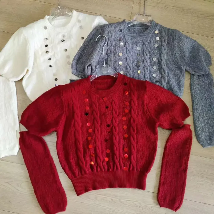 韩系宽松袖套针织衫女秋冬百搭时尚毛衣外套