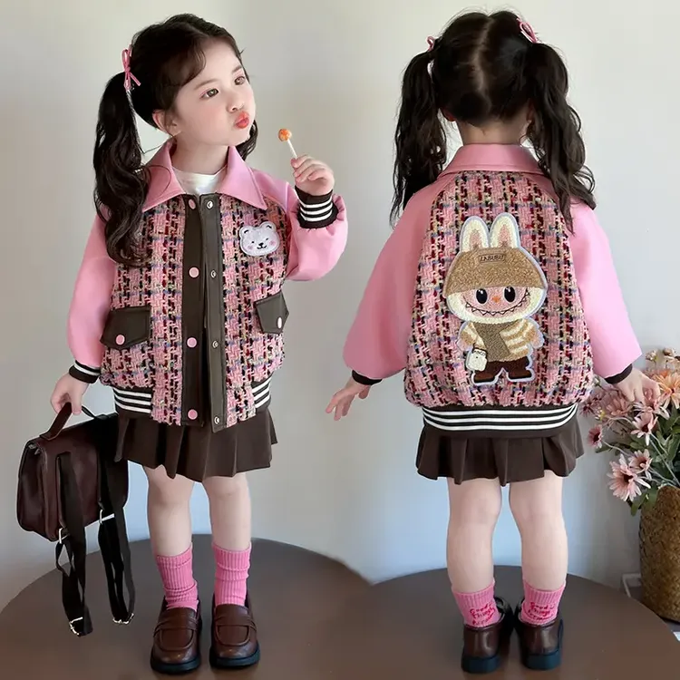 女童拉布布外套小香风儿童棒球服夹克开衫女孩宝宝春秋装2025新款