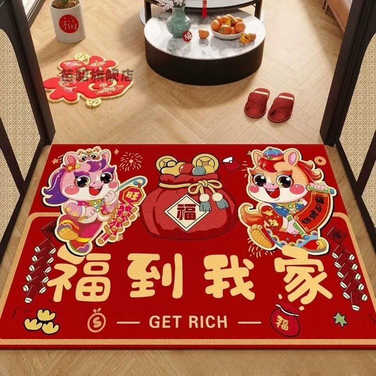 家用入户门耐脏耐磨脚踩垫2026新年红门垫防滑除尘商用地垫UPH