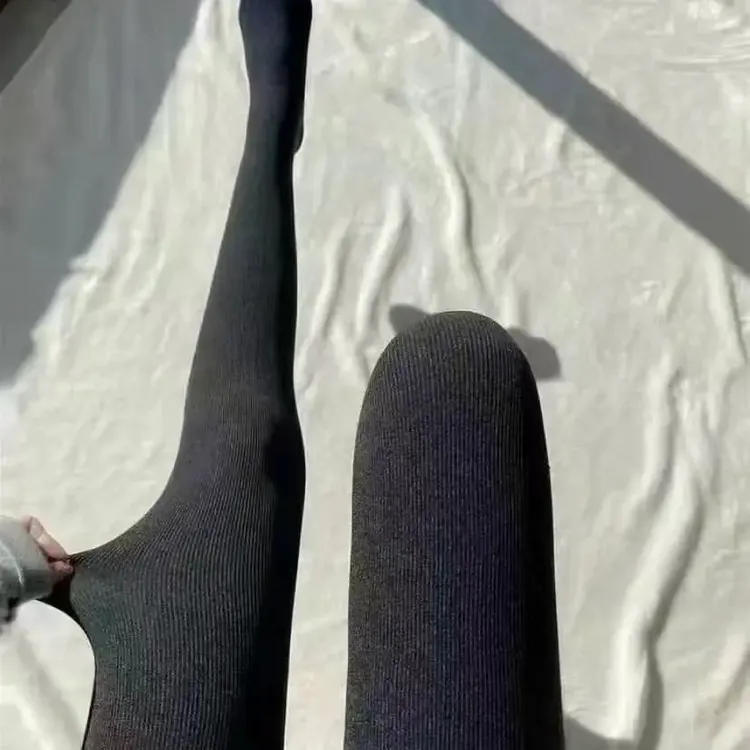 深灰色显瘦连裤袜女春秋外穿秋冬加绒高腰紧身踩脚打底裤