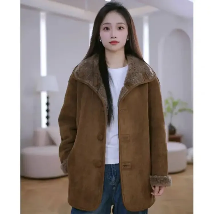 两面穿皮毛一体外套女新款时尚洋气休闲加厚保暖羊剪绒大衣