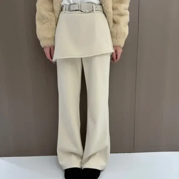 【马卡龙】冬季加绒加厚高腰显瘦假两件屁帘微喇休闲裤女