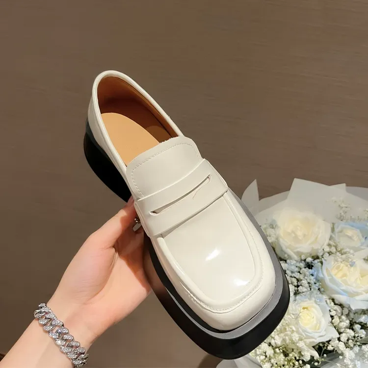 厚底单鞋女2025年春秋法式玛丽珍英伦风小皮鞋小众设计懒人乐福鞋