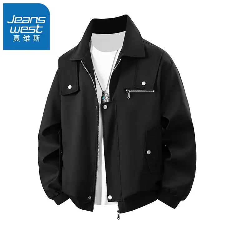 真维斯Jeanswest男士美式cleanfit风夹克秋冬季工装机能翻领外套 