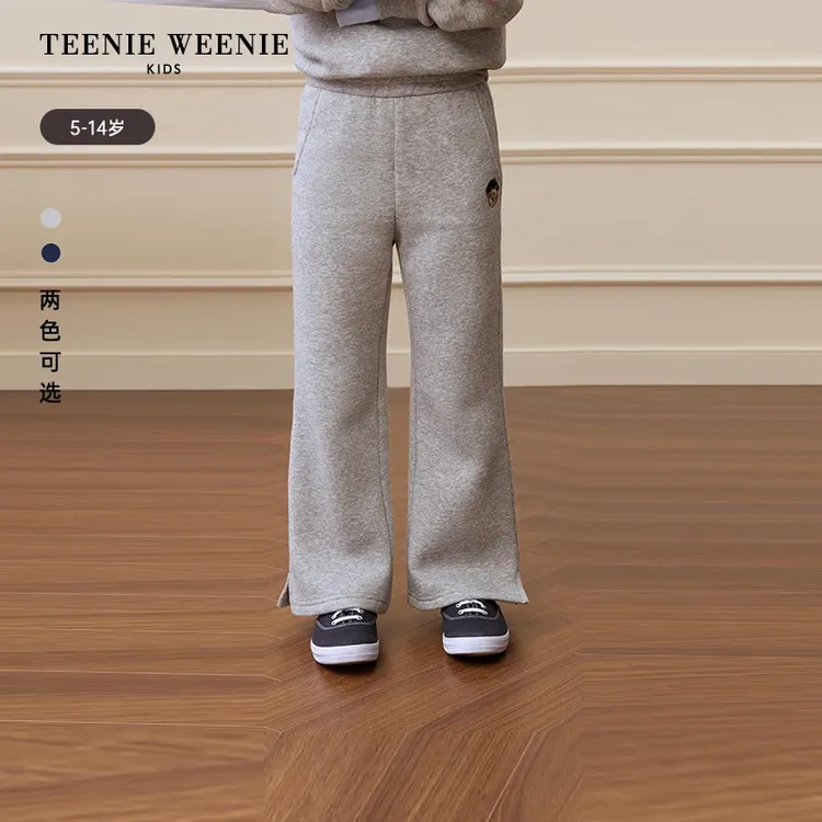 【达人专属】TeenieWeenie Kids小熊童装秋女童时尚加绒阔腿喇叭裤TKTM258968I