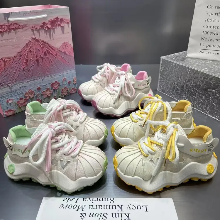 【Y/夏日冰淇淋】2025欧洲站松糕百搭贝壳头厚底鞋女夏季新款增高