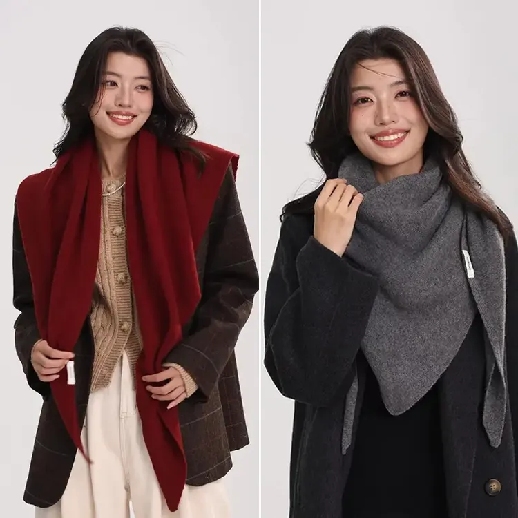 100%澳洲羊毛wool披肩加大秋冬新款多功能保暖三角巾针织围巾女潮