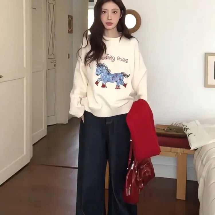 秋冬2026时尚一整套爆款慵懒百搭减龄百搭休闲上衣裤子两件套