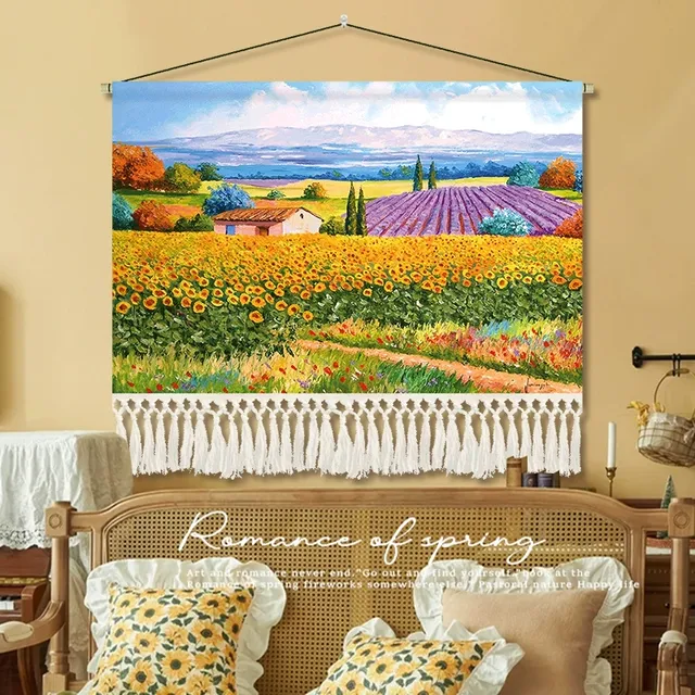 风景油画电表箱遮挡装饰画房间客厅出租屋改造挂布背景布挂毯挂画