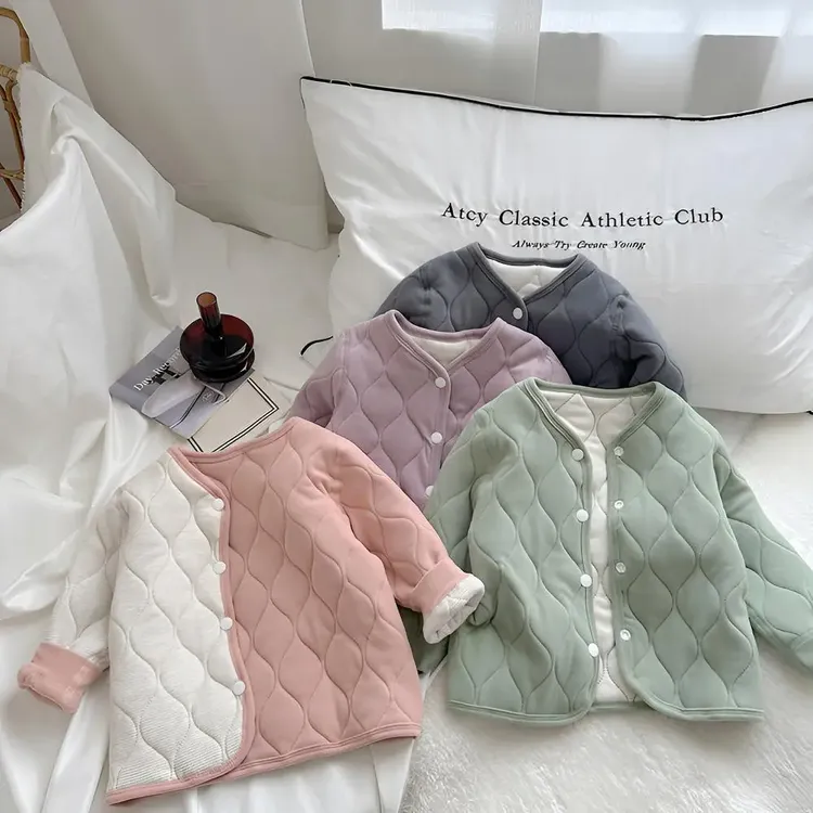 【蚕丝羊毛加厚棉袄校服神器】儿童保暖上衣秋冬三层夹棉内穿外套