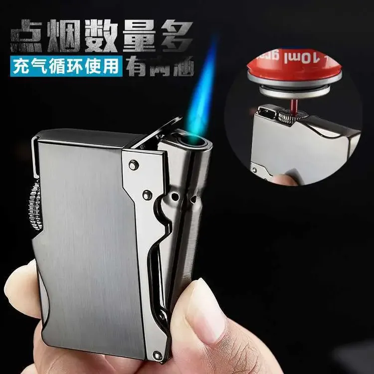 焦点新款大炮防风充气打火机下压创意男士专用礼品炫酷气体点火器