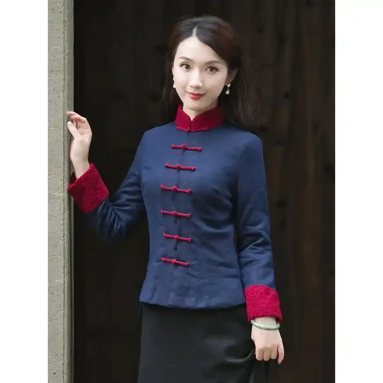 筠雅唐装棉服女中国风中式盘扣上衣女款冬季复古加厚旗袍小棉袄