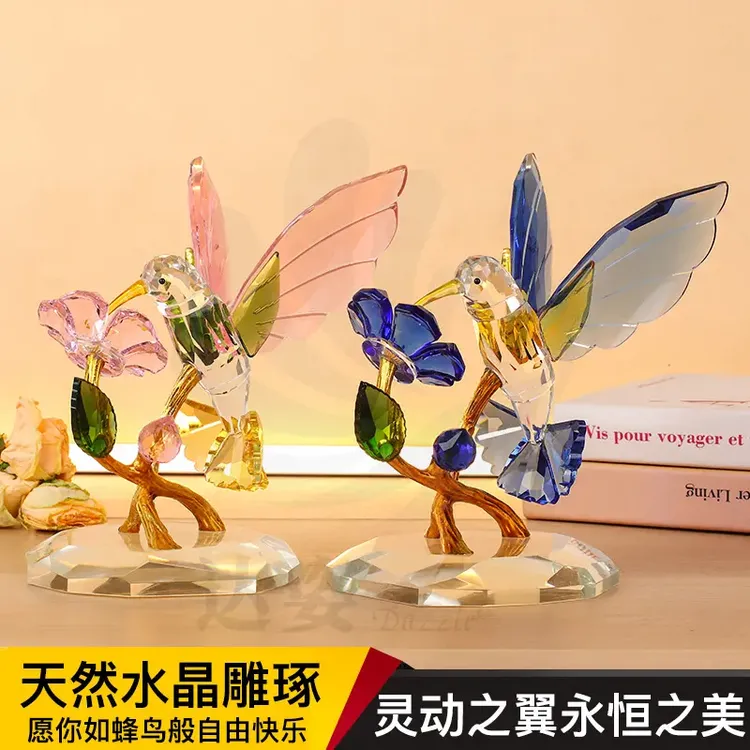 水晶蜂鸟居家装饰桌面餐厅摆件
