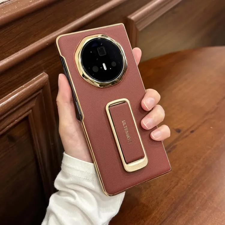 单后壳适用荣耀magicv3手机壳电镀素皮腕带支架超薄折叠保护套V3