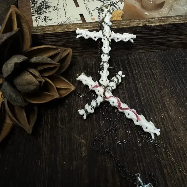 纯铜项链 蛇骨十字架 克罗心十字架项链气质配饰古典纯手工民族风