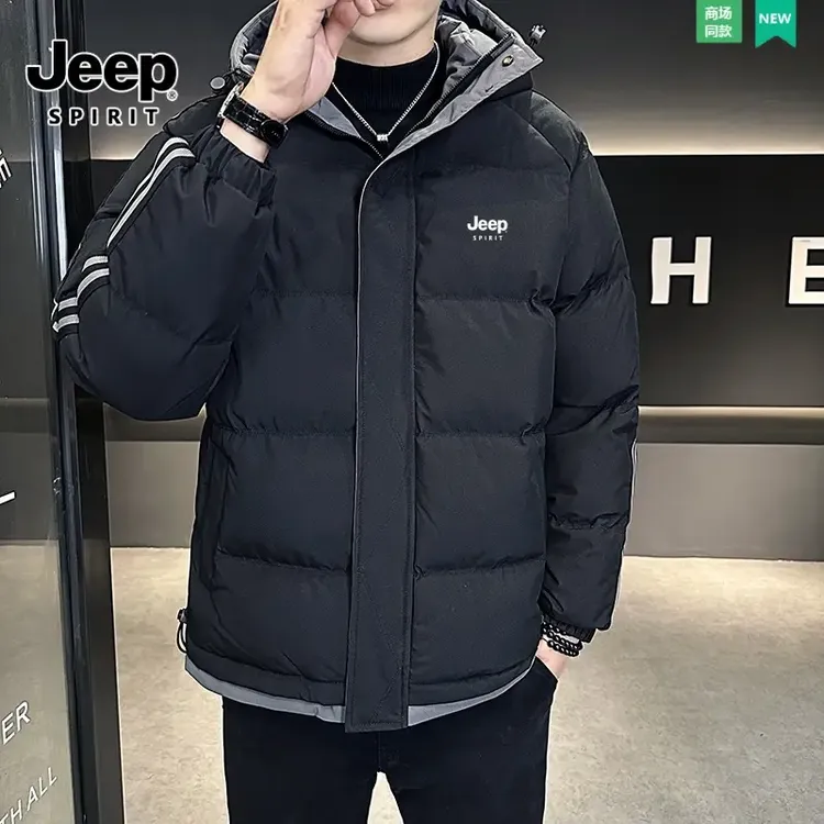 Jeep秋冬季男士短款棉服连帽外套大码棉衣加厚保暖男生冬季外套