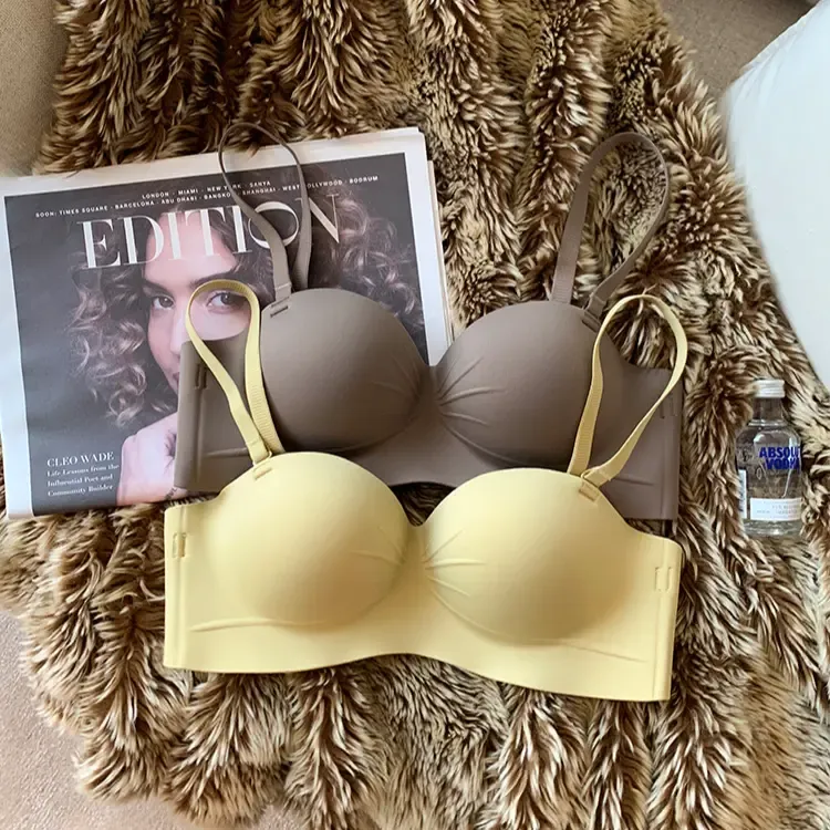 夏季无痕无肩带上托舒适无钢圈内衣大显小收内衣女小胸聚拢型文胸