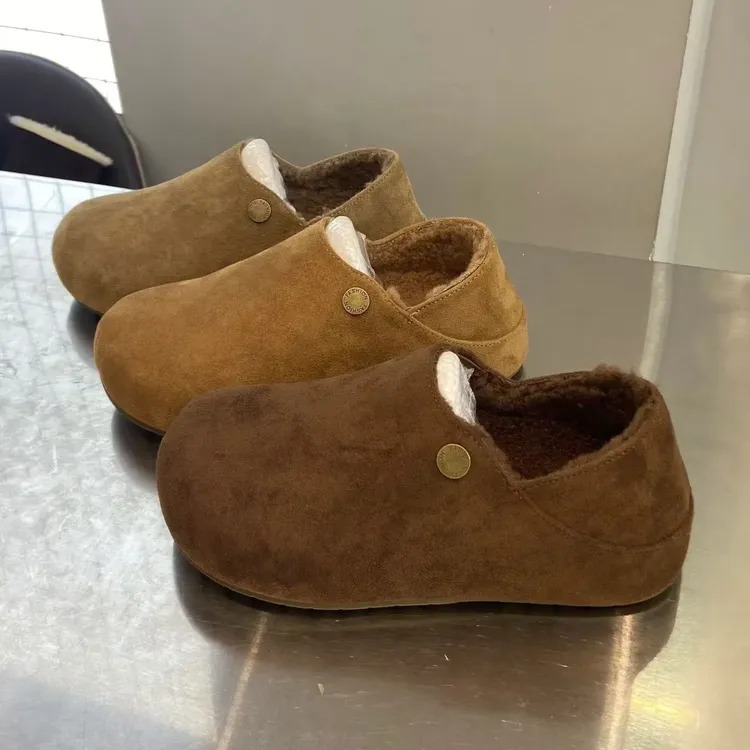 懒人鞋极简风纯色单鞋小白鞋棉鞋覆古风棉靴冬季2025加绒/毛靴