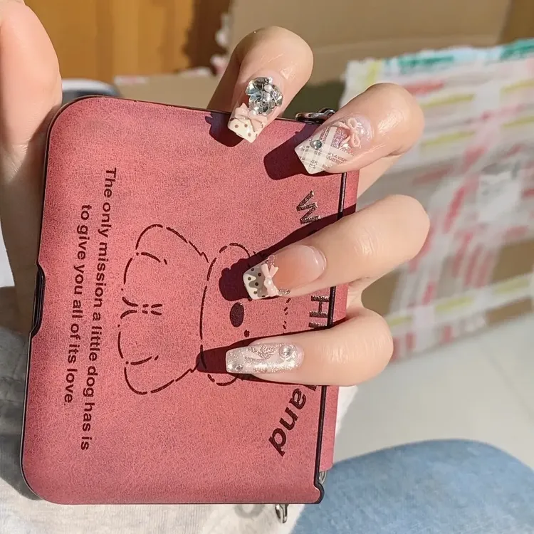 纯手工鎏金穿戴甲法式香槟钻豹纹猫眼气质名媛美甲裸显白氛围感