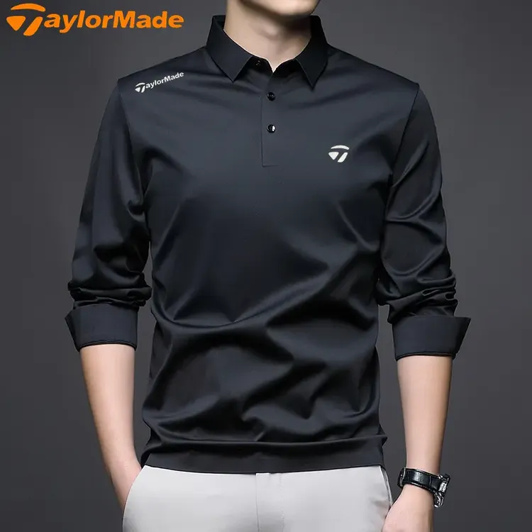 Taylormade泰勒梅高尔夫春季新款男士POLO衫长袖运动休闲打底衫男