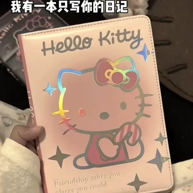 hellokitty皮质A5笔记本加厚彩色内页手账本KT猫高颜学生记事本