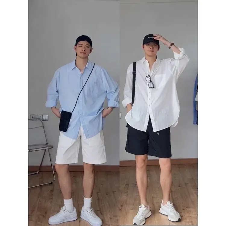 浅蓝色长袖衬衫男款秋季cleanfit韩系穿搭防晒衬衣高级感薄款外套