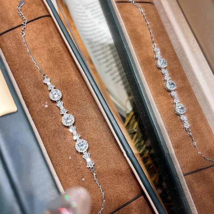 铜合金水晶手链 爆闪 托 帕手链 高端奢华定制 新款冰花切豪镶