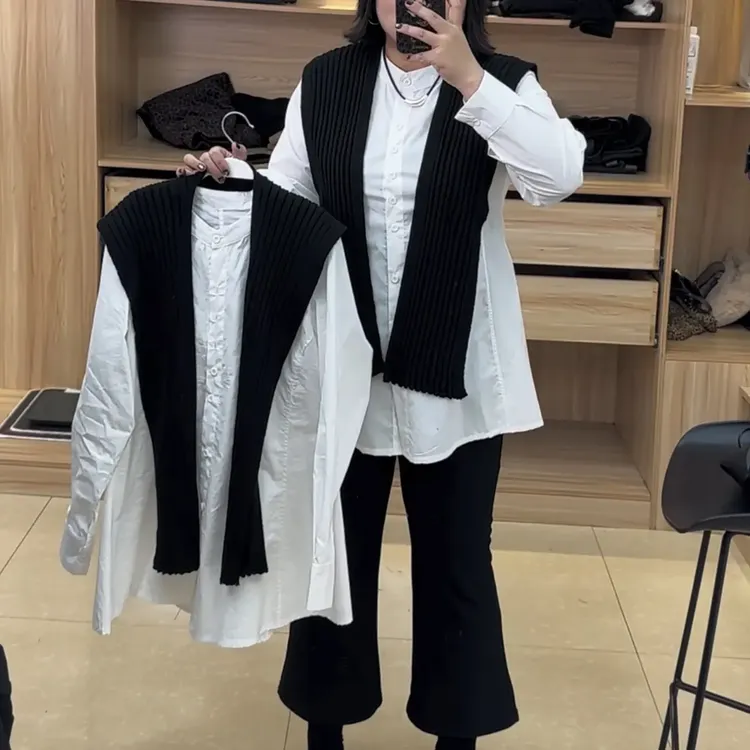 韩版针织披肩长袖衬衫冬季宽松百搭显瘦女式上衣