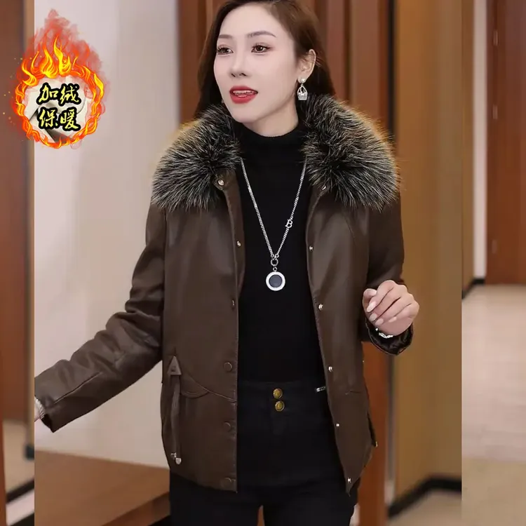 [加绒款在这里拍]莫妮卡皮衣女加绒加厚夹克