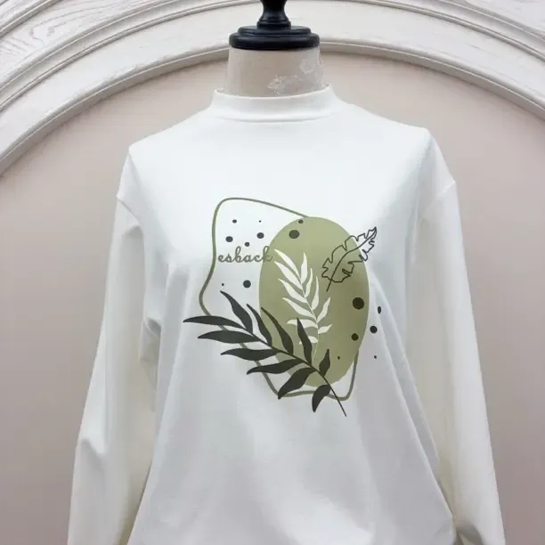 加绒长袖半高领印花T恤烫印时尚脸谱套头休闲风女