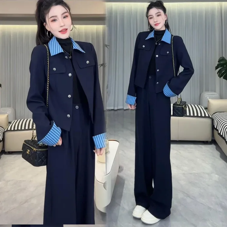 韩系减龄西装套装女2025秋季流行一整套穿搭爆款西服阔腿裤两件套