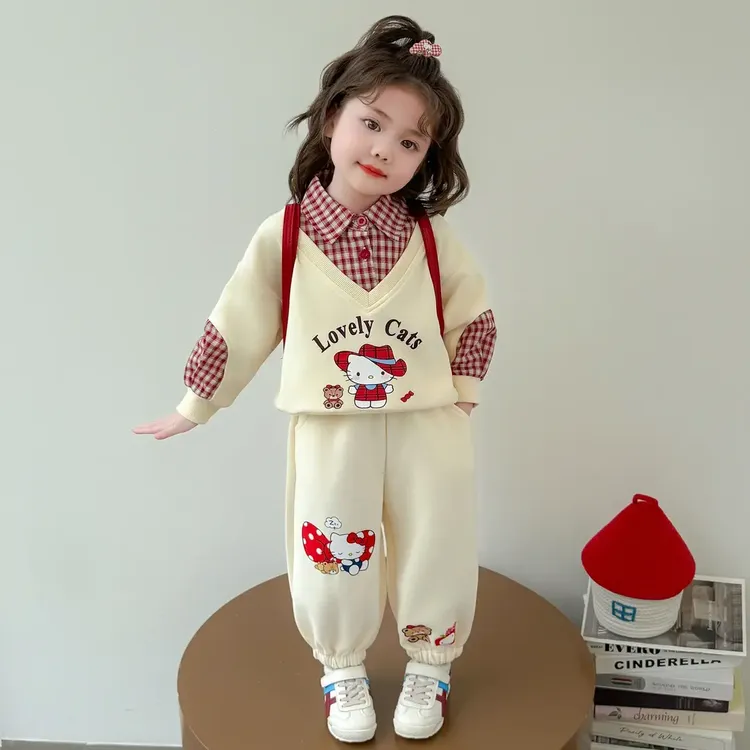 女童秋装套装2025新款3-6岁幼儿园潮款小童女宝春秋季洋气两件套