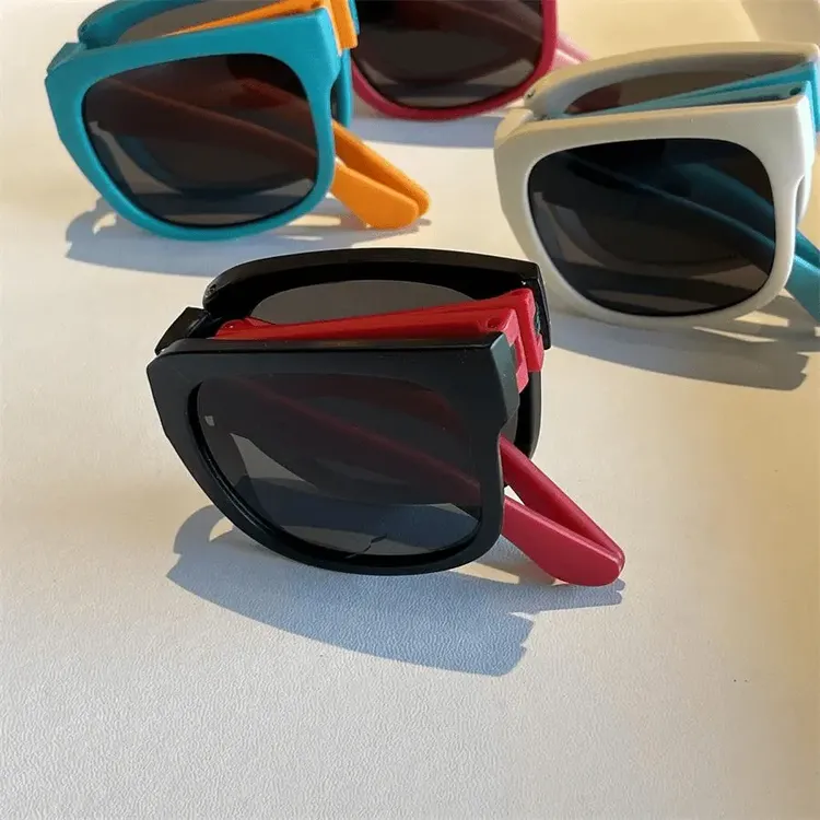 儿童时尚可折叠防晒太阳眼镜男女童休闲可爱太阳镜宝宝防紫外线护