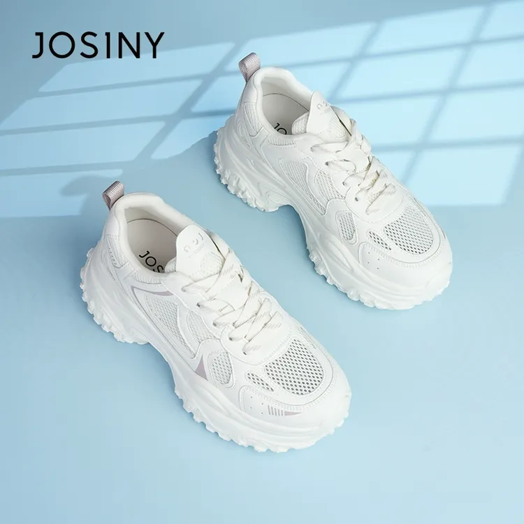 卓诗尼厚底老爹鞋女夏季2025新款网面透气增高运动鞋休闲鞋小白鞋