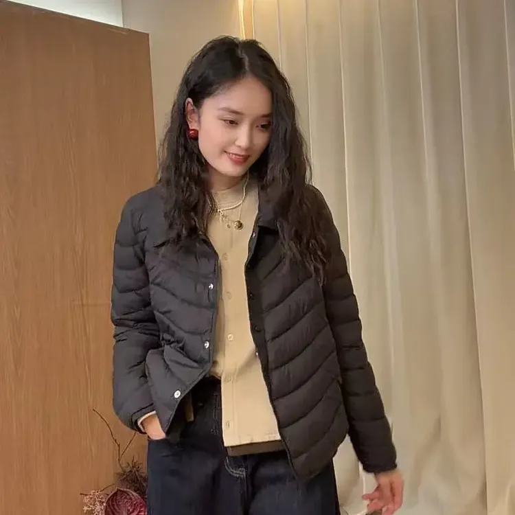 7721-纯色常规极简风90鸭绒短款时尚百搭轻薄羽绒服保暖