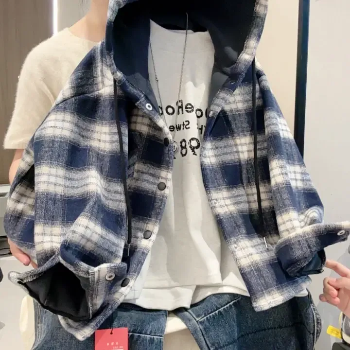 男童秋冬款外套加绒2025新款中大童连帽冬装儿童冬季加厚格子风衣