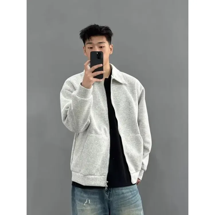 cleanfit飞行员短款夹克男春秋双拉链开衫翻领卫衣美式复古棒球服