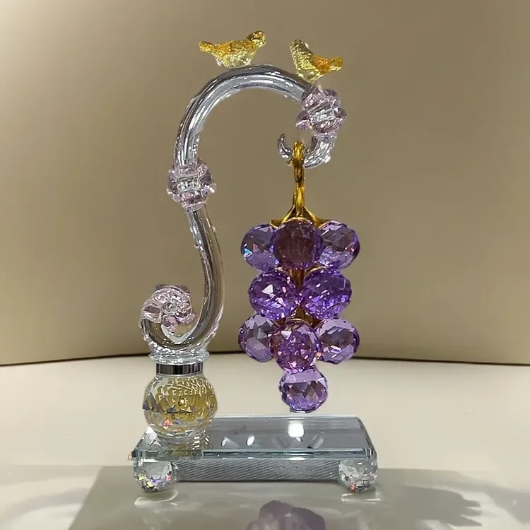 水晶紫色葡萄装饰摆件紫气东来客厅书房样板间居家装饰器皿花器